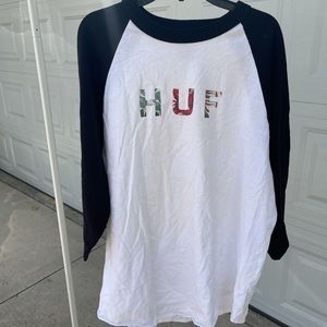 Huf Quarter Length Sleeve Tee with Logo in print